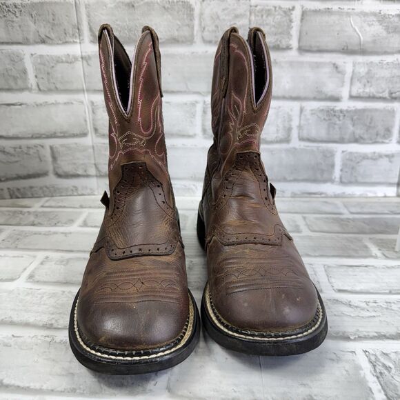 Justin Gypsy L9903 Pink Stitch Western Cowboy Boots Women’s Size 8 B - Picture 6 of 13